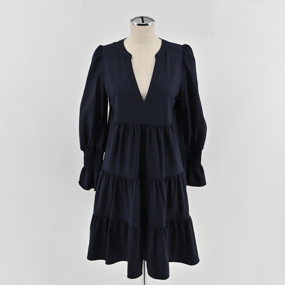 Tuckernuck Pomander Place Kenzo Dress Womens Size S Navy‎ Tiered Babydoll Mini